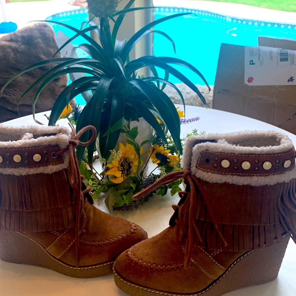 Sz 6 suede sam Eldernan wedges - Picture 3 of 11